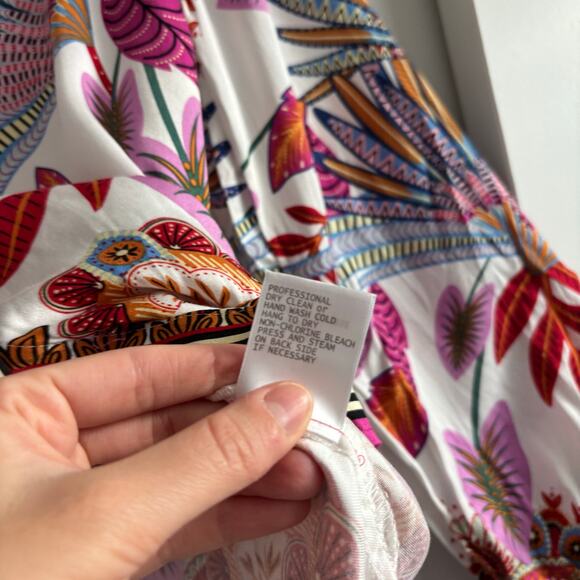 Rose & Olive Women’s Vibrant Scarf Printed Blouse Top Sz XL Pink Resort - Picture 6 of 10